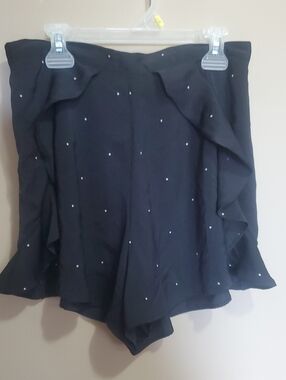The Fifth Label Black Ruffle High-Waist Poka Dot Shorts Size Medium